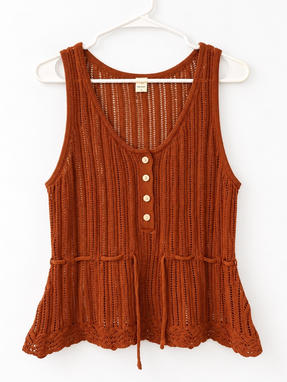 Old Navy Open-Knit Button Tank Top - Rust